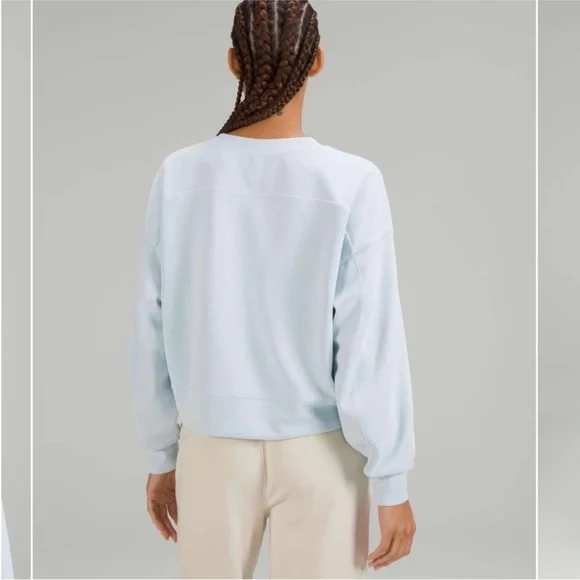 lululemon soft stream perfectly oversized cropped crew neck powder blue - Picture 2 of 7